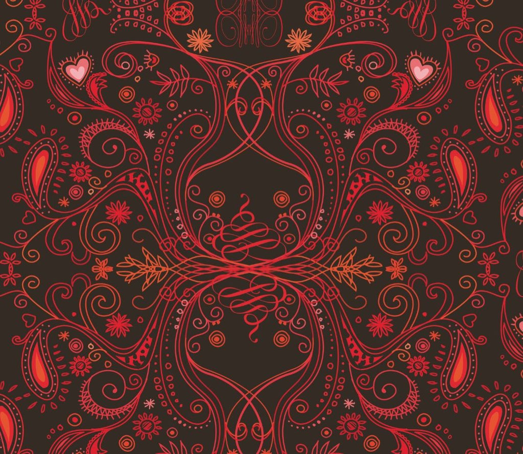 Sir Alexander Newtons Damask Royale 18 - Red and Black - Pattern - Designer Wallcoverings and Fabrics