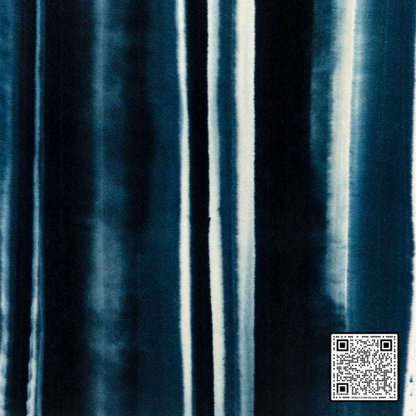  ABACO COTTON - 96%;MODAL - 4% BLUE INDIGO IVORY UPHOLSTERY available exclusively at Designer Wallcoverings