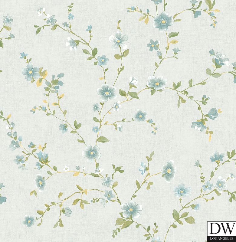 Delphine Light Blue Floral Wallpaper