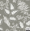 Trianon Grey Botanical Wallpaper