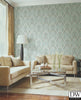Frequency Turquoise Ogee Wallpaper
