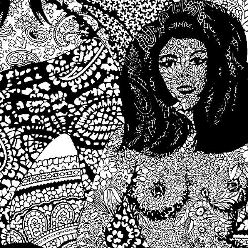 1970's Nude Women in Paisley - Black White