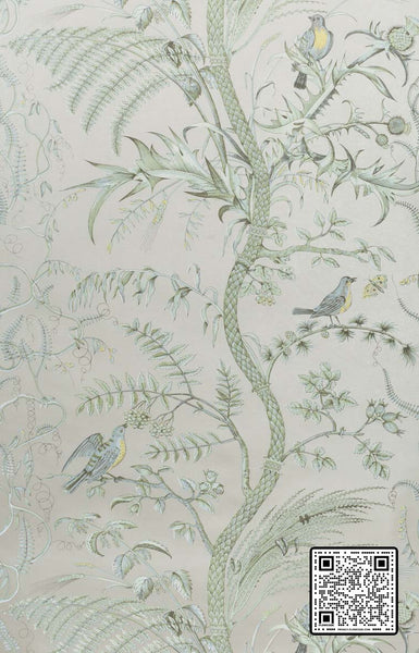  BIRD AND THISTLE PAPER GREY GREY SILVER WALLCOVERING available exclusively at Designer Wallcoverings