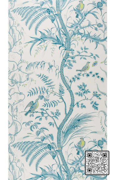  BIRD AND THISTLE PAPER GREEN GREEN TEAL WALLCOVERING available exclusively at Designer Wallcoverings