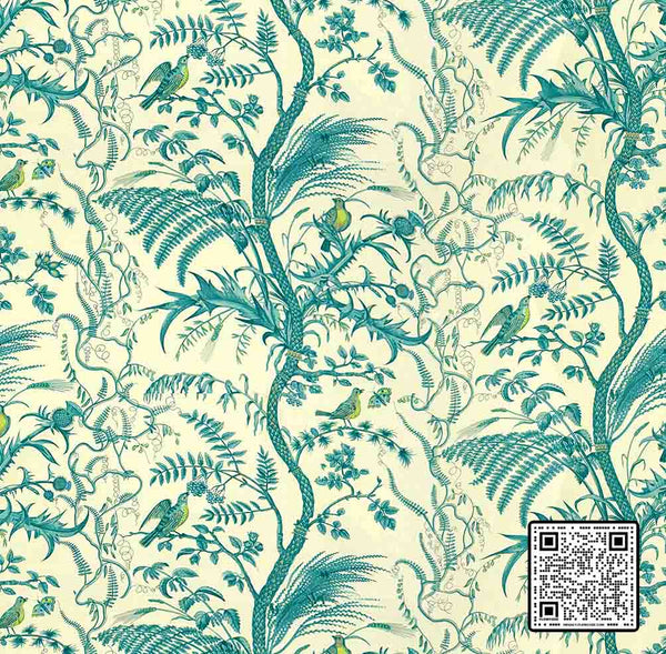  BIRD AND THISTLE COTTON PRINT COTTON TURQUOISE TURQUOISE  MULTIPURPOSE available exclusively at Designer Wallcoverings