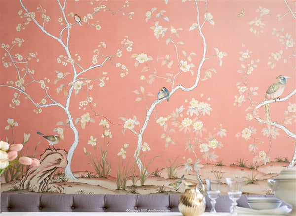 La Laviano Ocean Coral Pink by Et Cie Wall Panels - Designer Wallcoverings and Fabrics