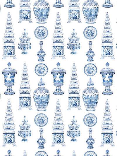 ICONS - BLUE - Nicolette Mayer Fabrics - N4ICON-001 at Designer Wallcoverings and Fabrics, Your online resource since 2007