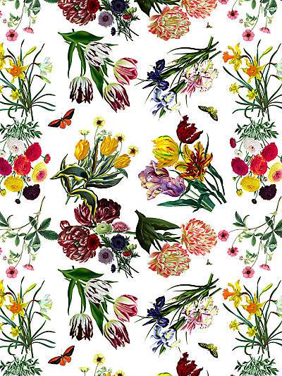 FLORA & FAUNA - WHITE - NICOLETTE MAYER WALLPAPER - WNM0001FLOR at Designer Wallcoverings and Fabrics, Your online resource since 2007