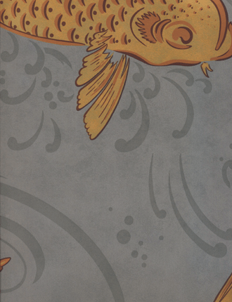 Swimming Koi Fish - 01 Golds on Deep Taupe