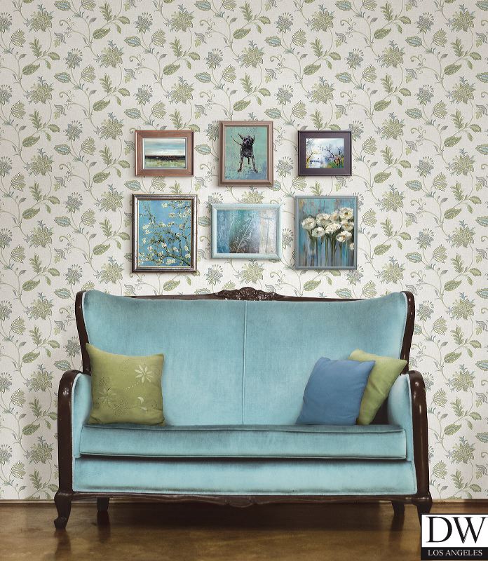 Georgette Turquoise Jacobean Wallpaper