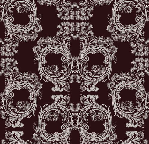 Skull Damask - 10" Repeat - Dark Brown and White - Pattern Desi