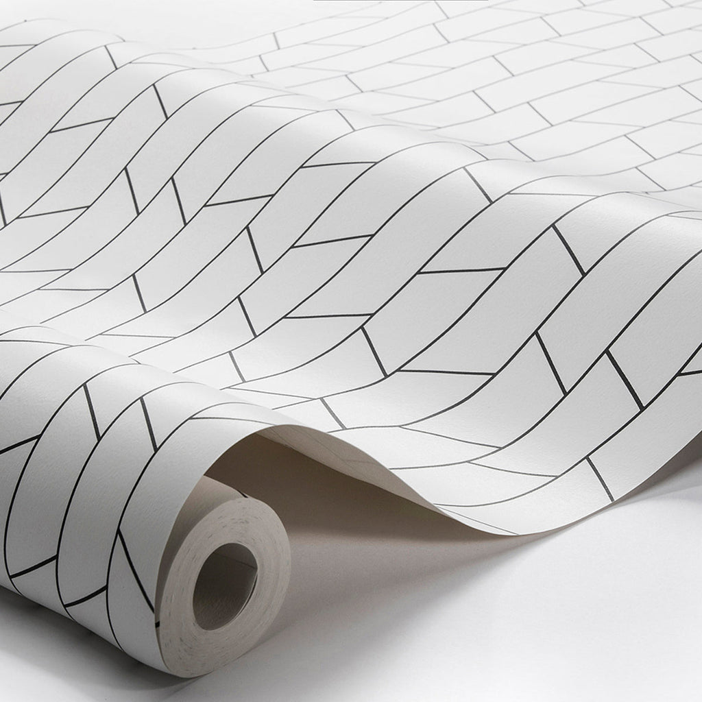 Angle Black on White | Schumacher Wallcoverings