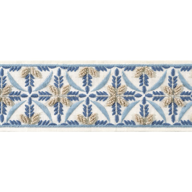 Leila Tape Tapes &amp; Trims (ae12343) – Stone and Blue | Thibaut | Thibaut Wallcoverings