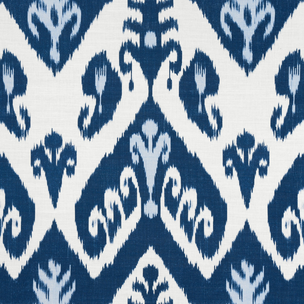 Indies Ikat Navy Printed Fabrics | Thibaut Wallpaper - Thibaut Wallpaper