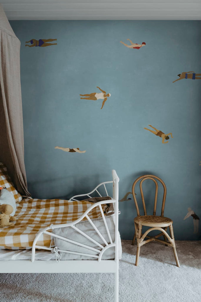 Swimmers, Blue Wallcovering | Fine Little Day