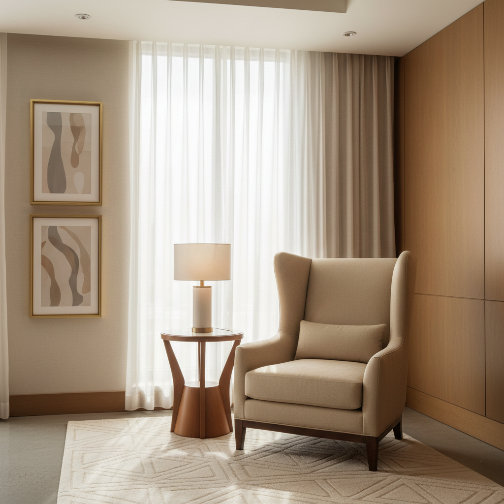 Smooth Matte Texture Soft Beige Upholstered Chair | Architectural Fabrics