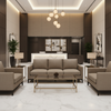 Brushed Linen Weave Mushroom Taupe Upholstered Sofa | Architectural Fabrics