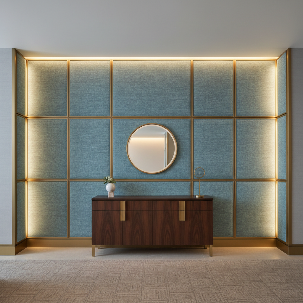 Rattan Bay - River Upholstered Wall Panel | Architectural Fabrics