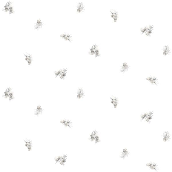 Pinecone Toss, White Wallcoverings | Malibu Wallcovering