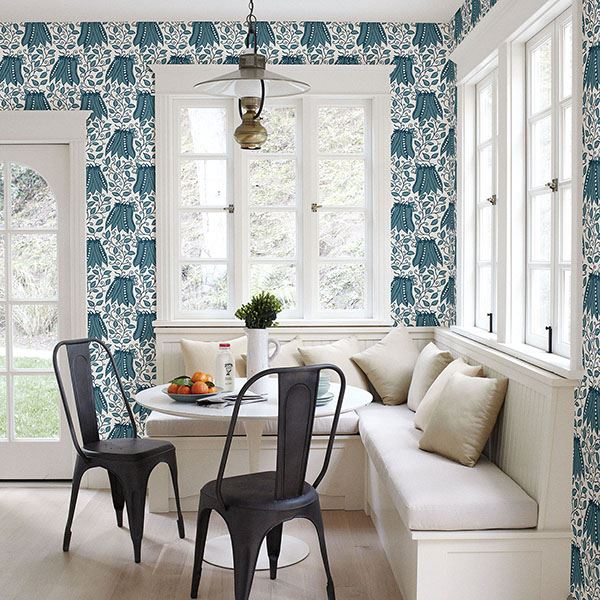 Peas in a Pod, Teal Wallcoverings | Malibu Wallcovering