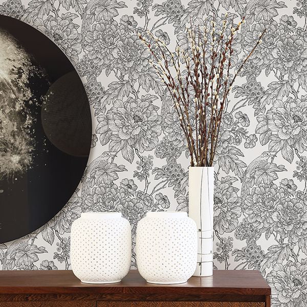 Birds of Paradise Breeze, Black Wallcoverings | Malibu Wallcovering