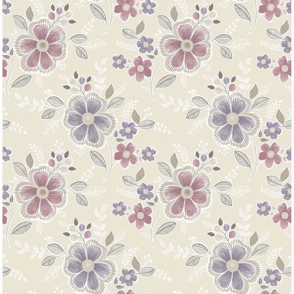 Chloe, Purple Wallcoverings | Brewster & York