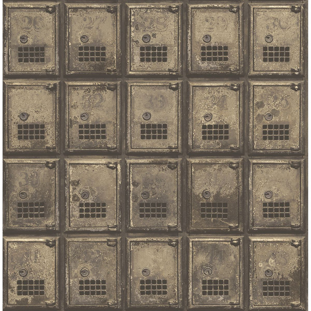 Brass Vintage P.O. Boxes Wallcovering, Brass