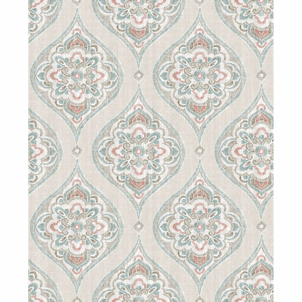 Adele, Teal Wallcoverings | Malibu Wallcovering