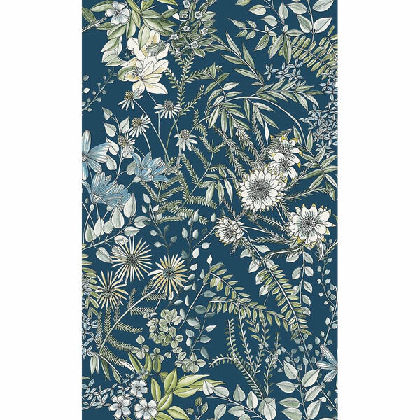 Full Bloom, Navy Wallcoverings | Malibu Wallcovering