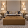Subtle Woven Texture Toffee Brown Upholstered Ottoman | Architectural Fabrics