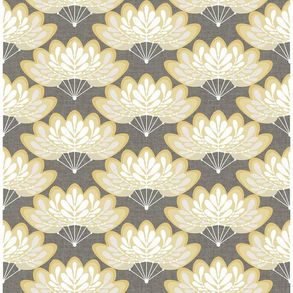 Lotus, Mustard Wallcoverings | Malibu Wallcovering