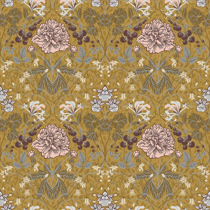 Celestine - Mustard Residential Wallcovering | Jeffrey Stevens