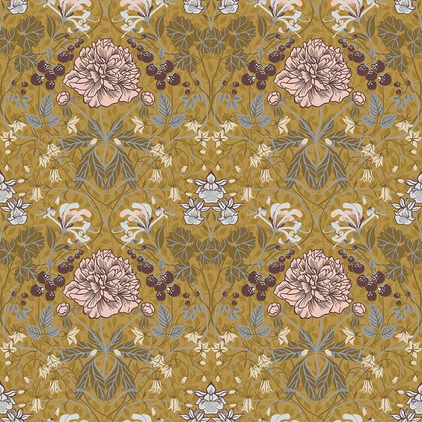 Celestine - Mustard Residential Wallcovering | Jeffrey Stevens