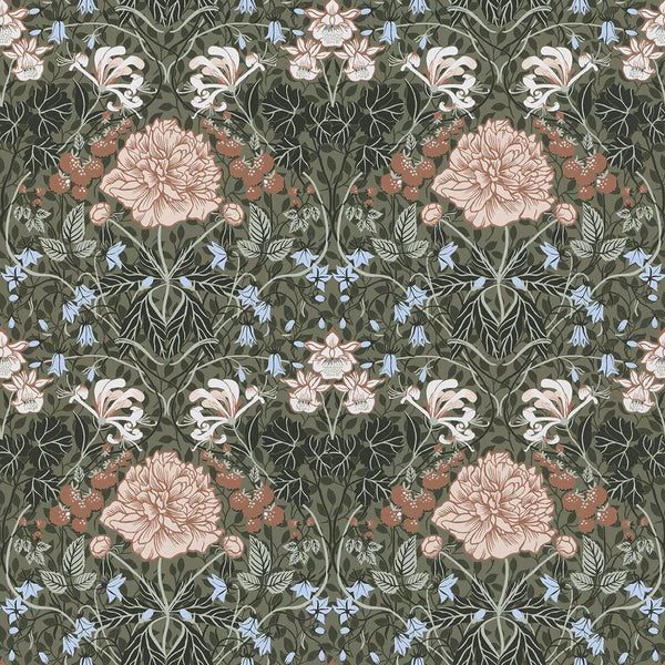 Celestine - Green Residential Wallcovering | Jeffrey Stevens