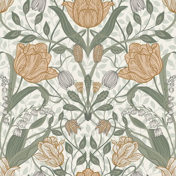 Tulipa, Green Wallcoverings | Malibu Wallcovering