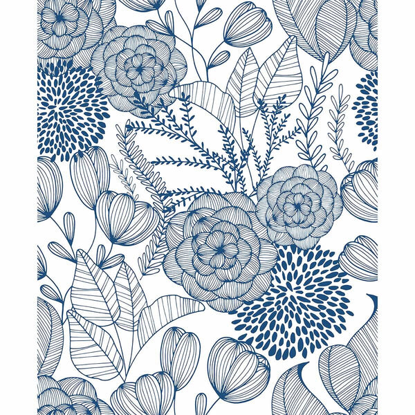 Alannah, Navy Wallcoverings | Malibu Wallcovering