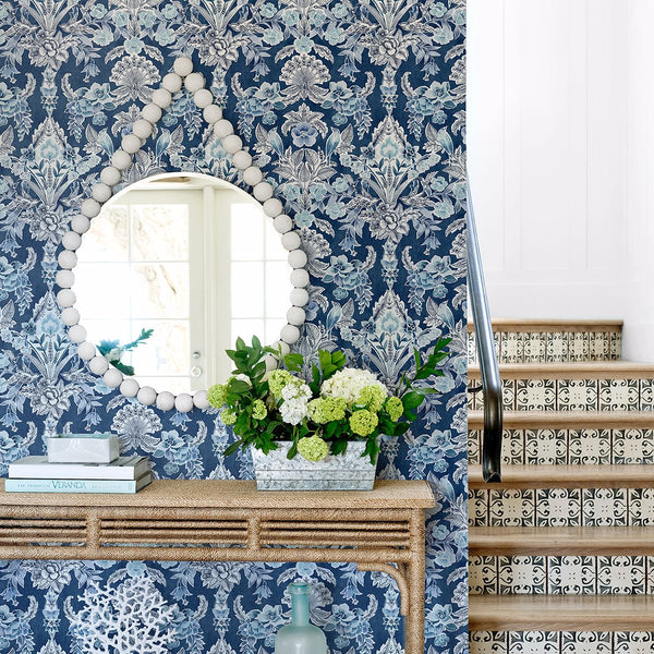 Vera, Blue Wallcoverings | Malibu Wallcovering