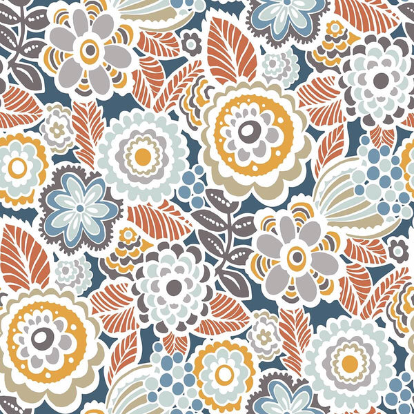 Lucy, Navy Wallcoverings | Malibu Wallcovering