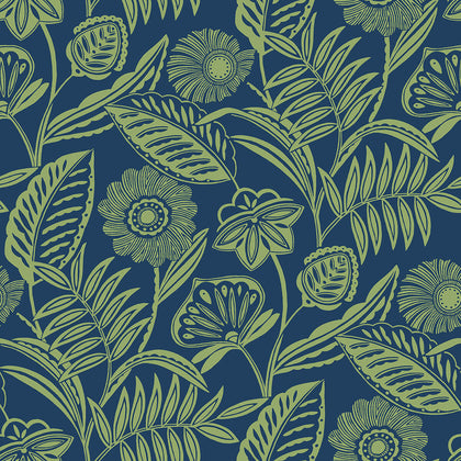 Alma - Blue Residential Wallcovering | Jeffrey Stevens