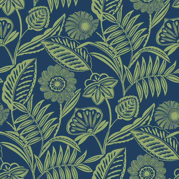 Alma - Blue Residential Wallcovering | Jeffrey Stevens