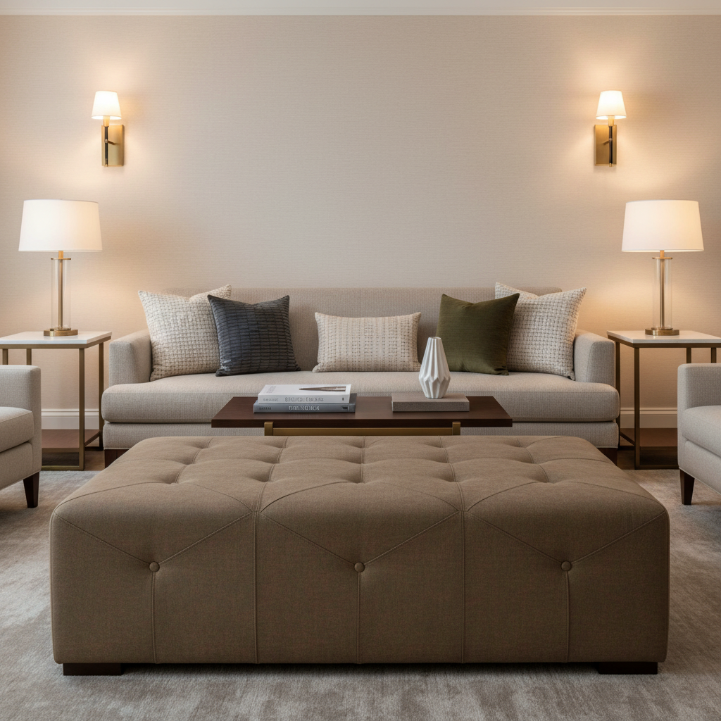 Aarden - Cocoa Bean Silicone Hybrid Upholstered Ottoman | Architectural Fabrics