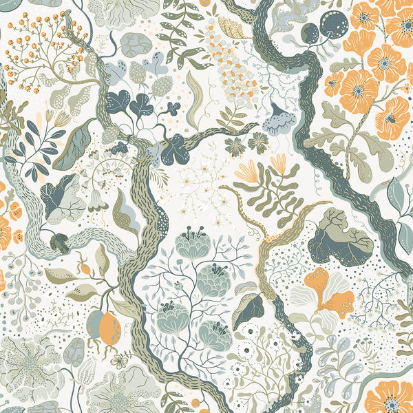 Ann, Turquoise Wallcoverings | Malibu Wallcovering