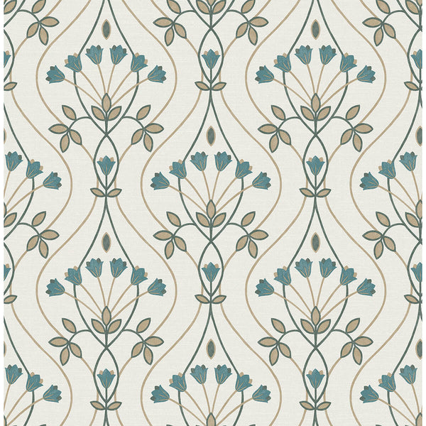 Dard, Teal Wallcoverings | Malibu Wallcovering