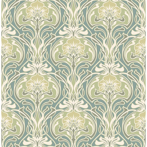 Mucha - Teal Residential Wallcovering | Jeffrey Stevens