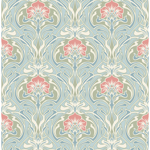 Mucha - Light Blue Residential Wallcovering | Jeffrey Stevens