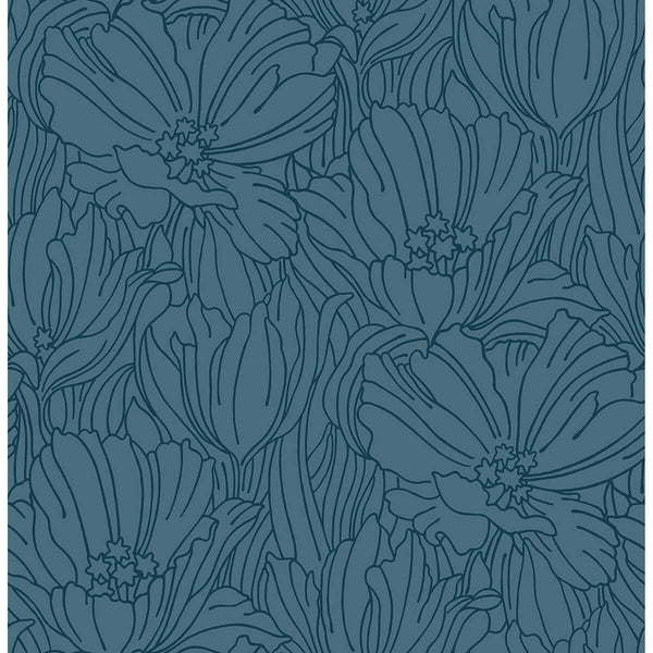 Selwyn Flock - Dark Blue Residential Wallcovering | Jeffrey Stevens