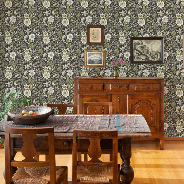 Voysey, Black Wallcoverings | Malibu Wallcovering