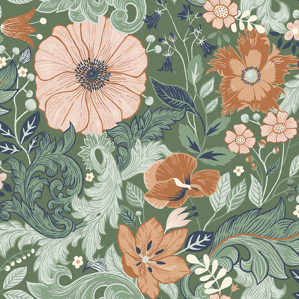 Victoria, Green Wallcoverings | Malibu Wallcovering