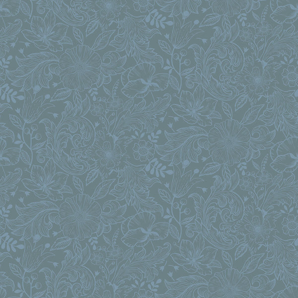 Wilma, Steel Blue Wallcoverings | Malibu Wallcovering