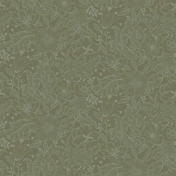 Wilma, Olive Green Wallcoverings | Malibu Wallcovering